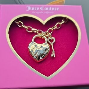 💗Juicy Couture Gold Heart Locket with Key Charm